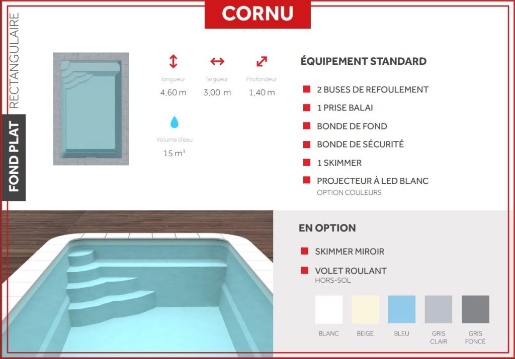 modèle de piscine cornu